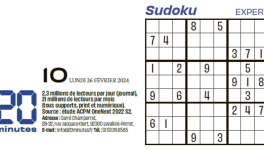 20 Minutes Sudoku 3912 du lundi 26/02/2024