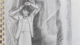 Elle songe... - Carnets Dessins jeux de couleurs et d'ombres : 1992