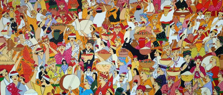 La Fête de LennayerAcrylique et encre de chine sur toile (70x80 cm)HAMSI Boubeker 2020
