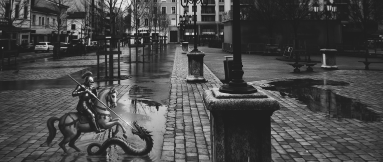 Le Dragon en Costard Gris