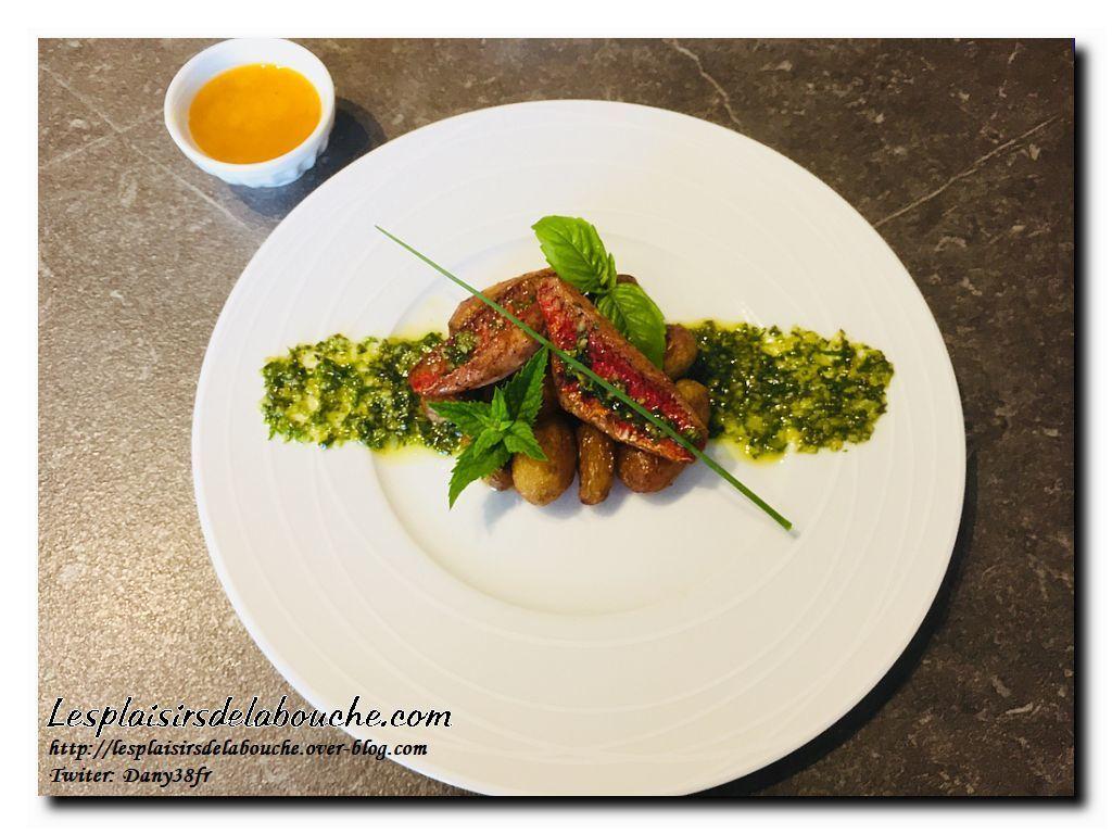Filets de Rougets pistou d'herbes et pommes de terre nouvelles