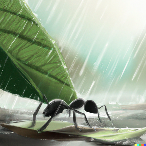 La fourmi sous la pluie