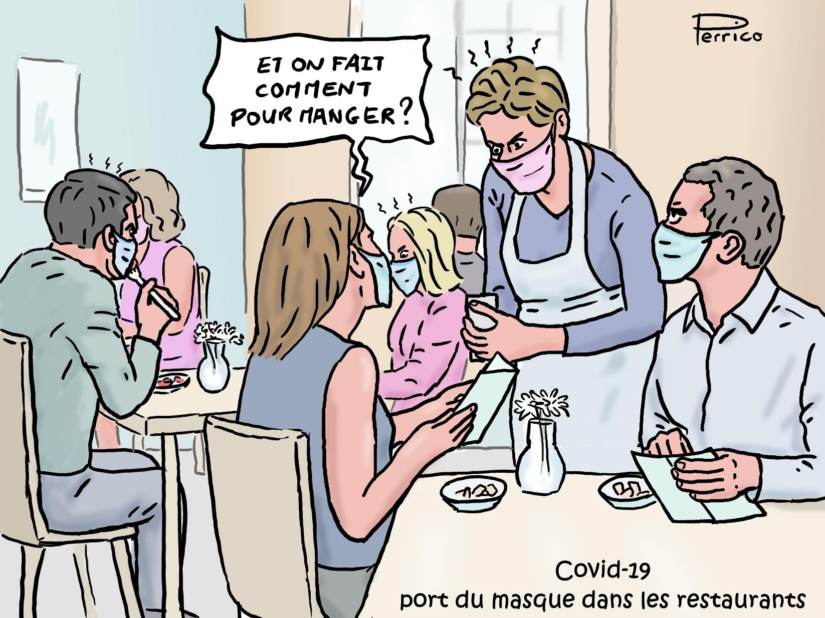 Covid-19 : port du masque dans les restaurants