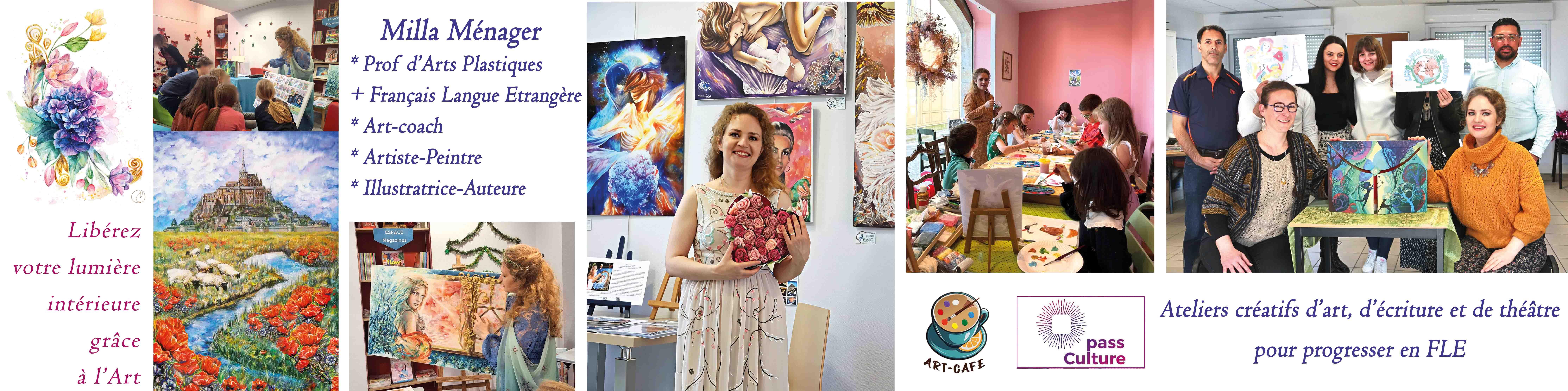 Milla Ménager. Prof d'Arts Plastiques, de Français et de Russe. Illustratrice, Auteure.