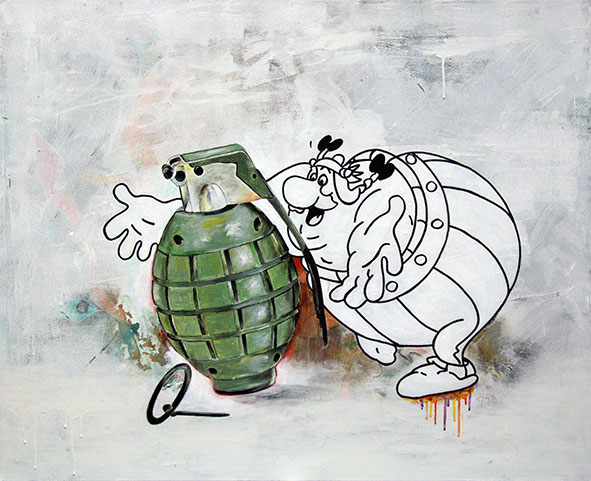 Fruit défendu Acrylique sur toile – 81 x 100 Parodie d’Obelix crée par Albert Uderzo 2250 euros
