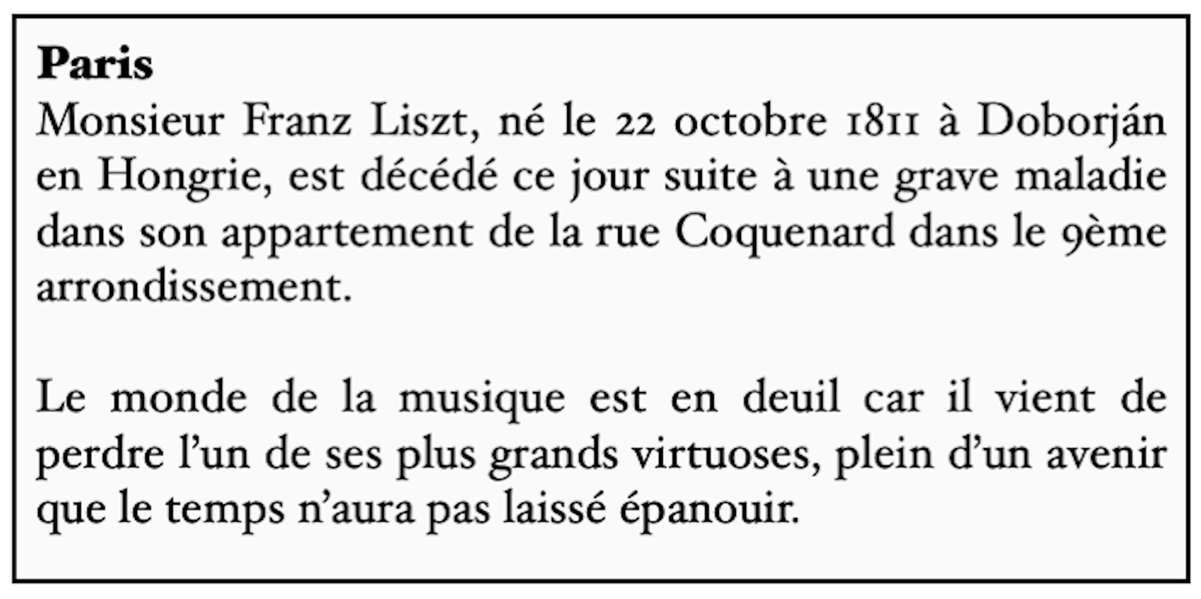 Article mort de Liszt