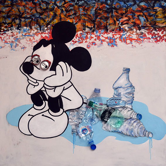 Les yeux pour pleurer Acrylique sur toile - 100 x 100 Parodie de Mickey crée par Walt Disney 2500 euros