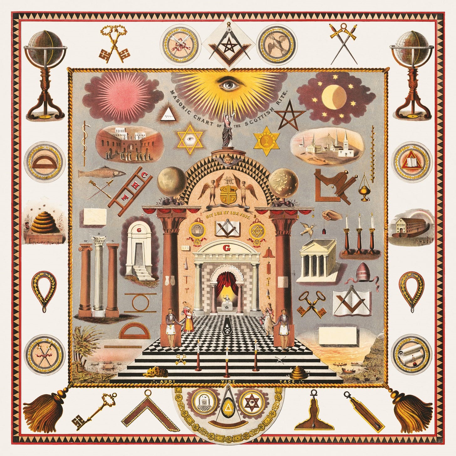 Rawpixel Masonic chart of the Scottish rite 1874 Vintage chromolitograph